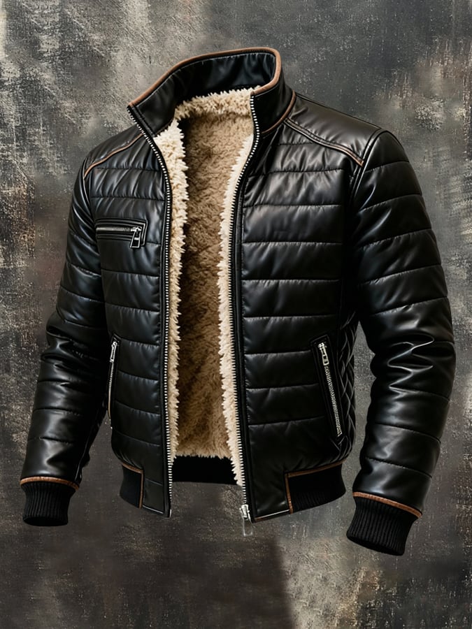 Aleksander - Chaqueta De Exterior Cálida y Suave De Piel Sintética