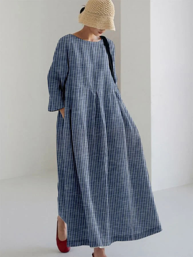 Olivia - Vestido Vintage Con Rayas y Corte Holgado