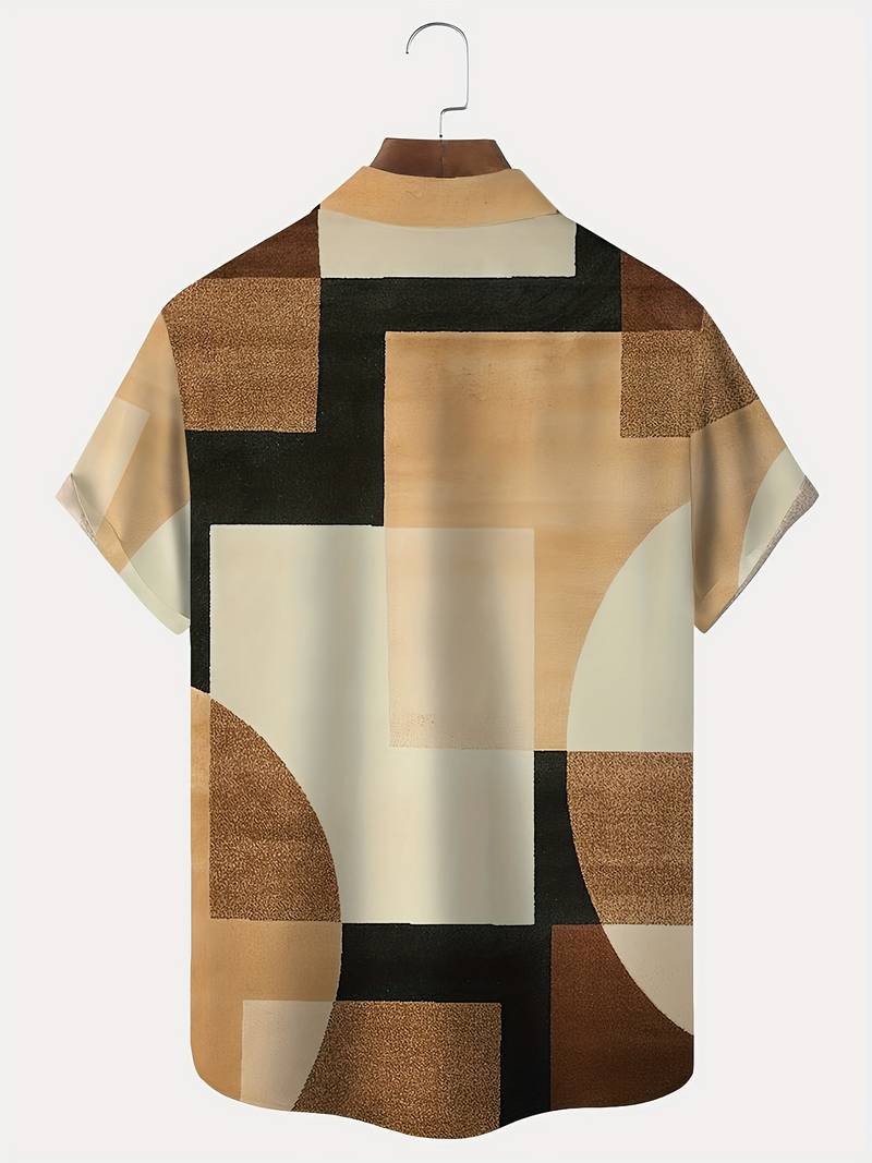 Boucher - Camisa De Manga Corta Con Estampado Geométrico Vintage Y Botones