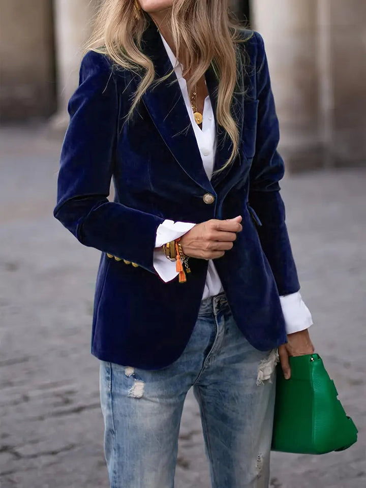 Elīna - Blazer De Terciopelo a La Moda