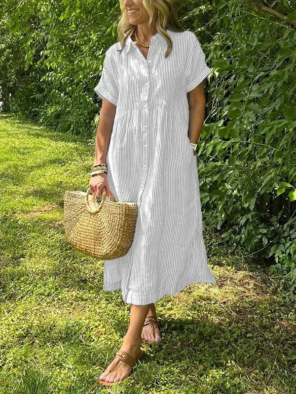 Samara - Elegante Vestido Camisero a Rayas