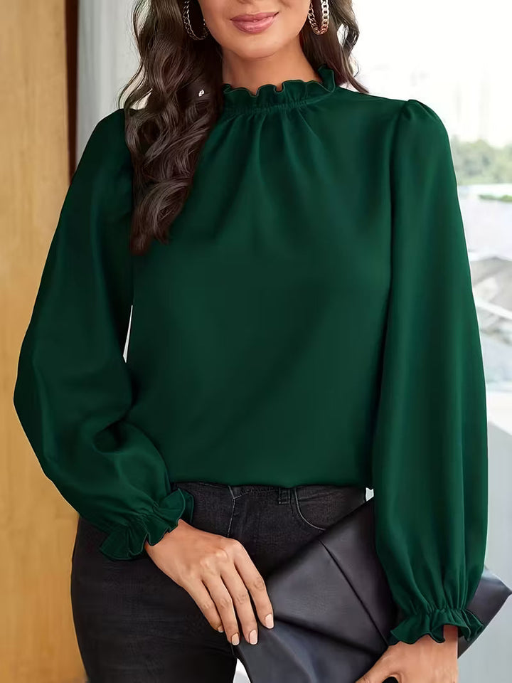 Aurelija - Blusa Con Cuello Con Volantes y Mangas Abullonadas