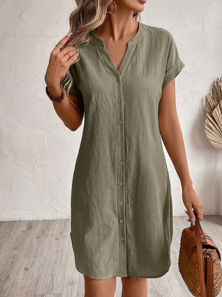 Khalela - Cómodo Vestido Tipo Blusa De Lino