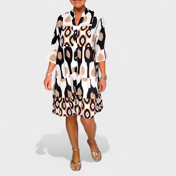Suciana - Vestido Con Cuello en V y Estampado Boho