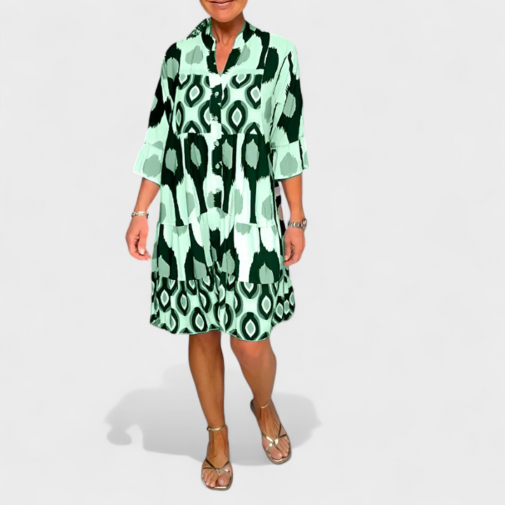Suciana - Vestido Con Cuello en V y Estampado Boho