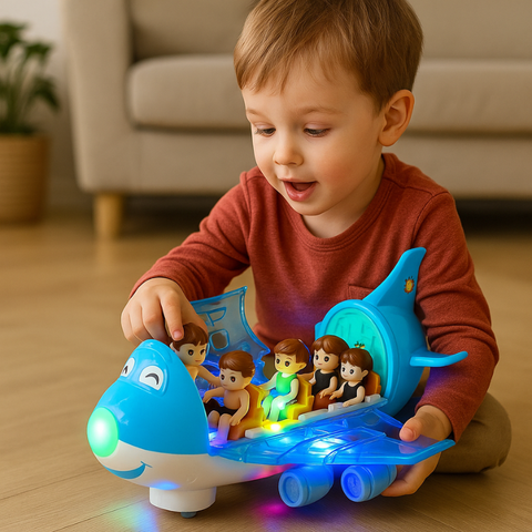 MusicJet - Avión Eléctrico con Luces, Música y Sistema de Evitación de Obstáculos