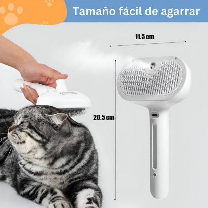 FurEase - Recargable Mascota Vapor Cepillo Pulverizar Para Aseo