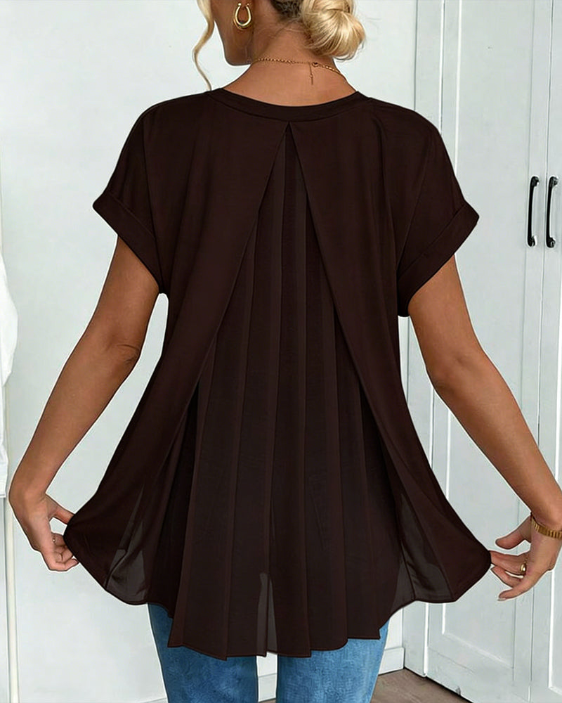 Liyanna - Camiseta de Manga Corta con Diseño Patchwork