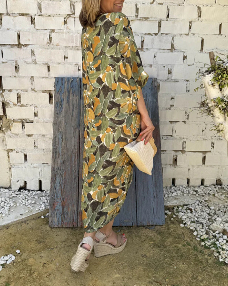 Shilisa - Vestido Con Cuello En V y Estampado De Trenzado