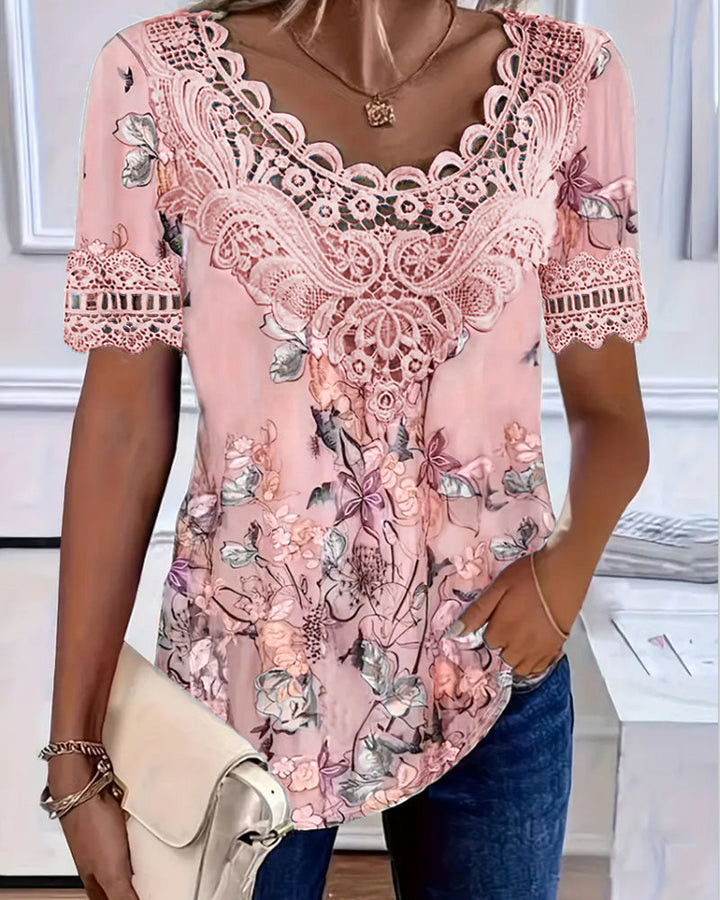 Emilyn - Camiseta de Manga Corta con Estampado Floral a la última