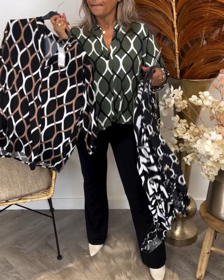 Alyce - Blusa Informal De Manga Larga Con Estampado