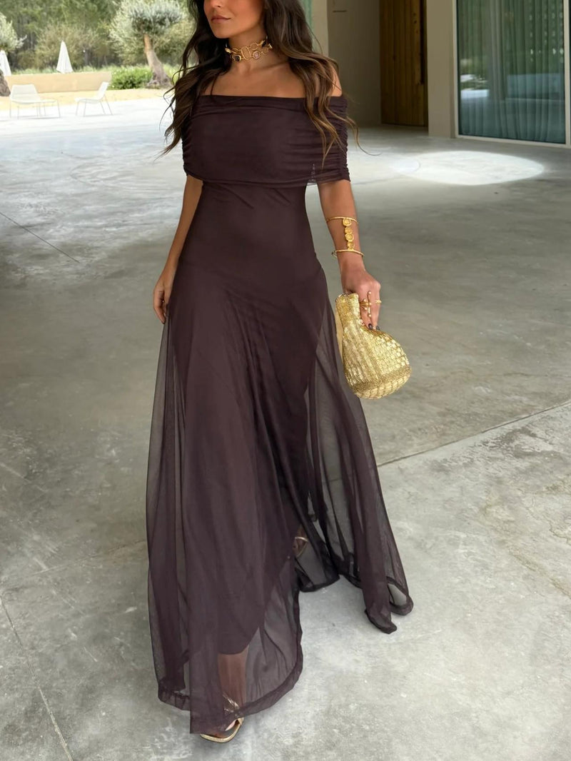 Dainia - Vestido Largo De Malla Con UnSolo Hombro