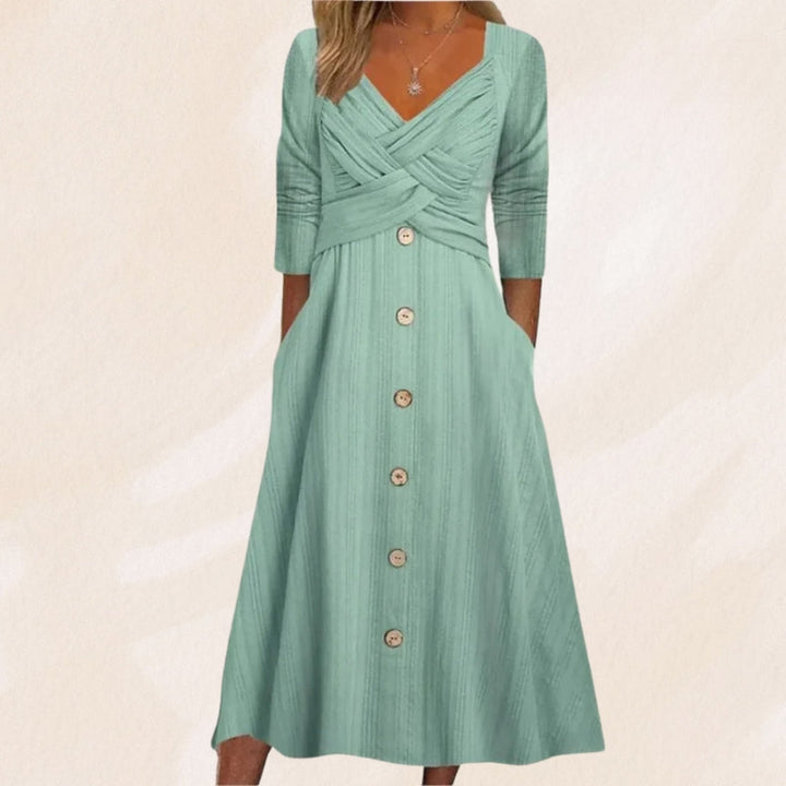 Anouk - Vestido Elegante y Adelgazante Con Botones