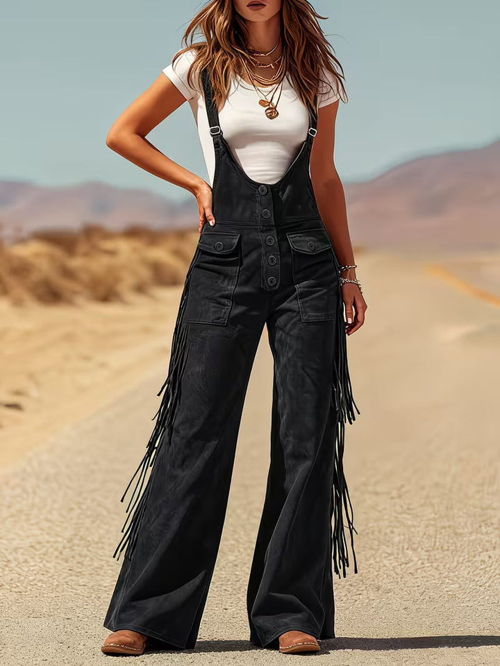 Ketiya - Pantalones Carga Anchos Con Flecos