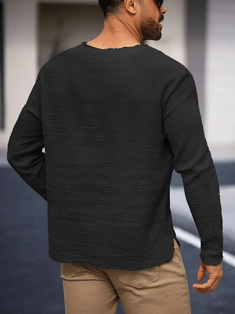 Demetrio - Camisa Informal y Cómoda De Manga Larga Con Cuello en V