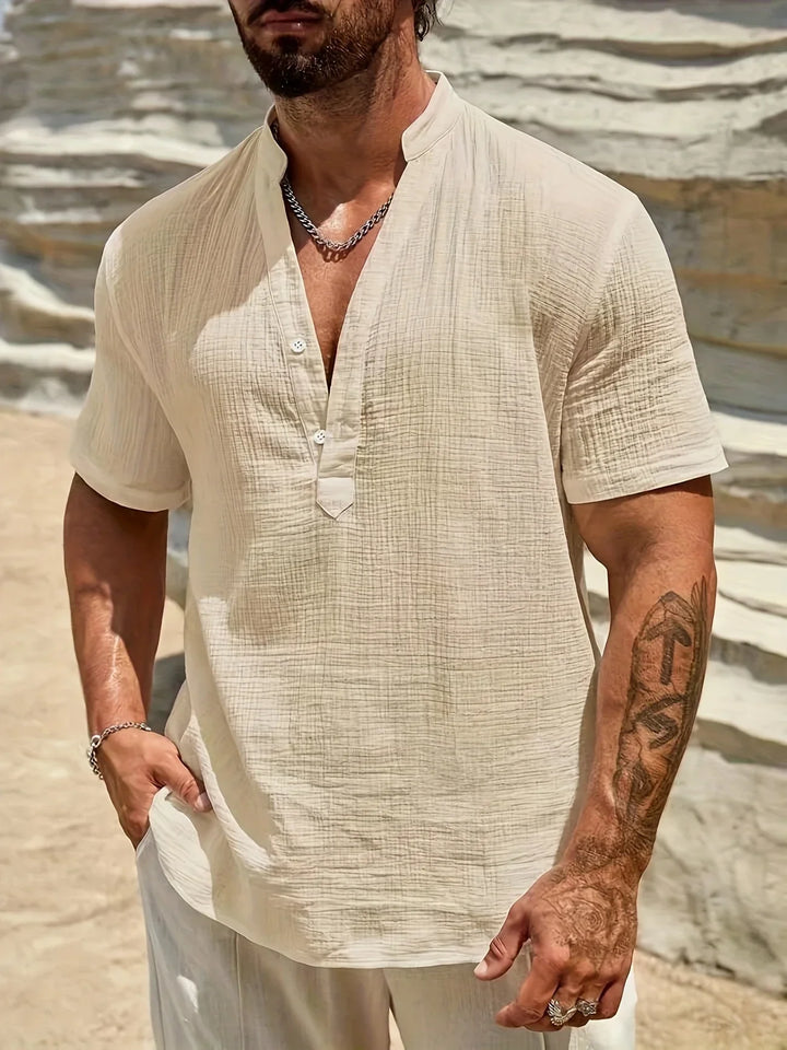 Sancho - Elegante Verano Camisa Con Cuello Alto