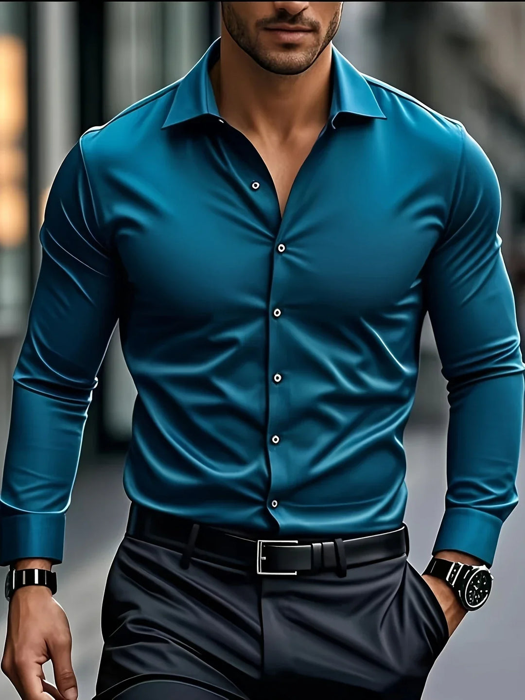 Byron - Elegante Camisa De Manga Larga Con Btones