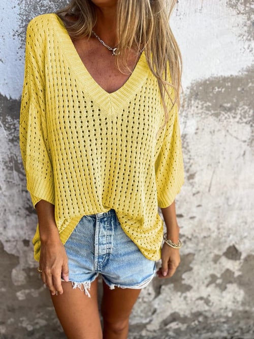 Shilana - Top De Punto Hueco Con Cuello En V