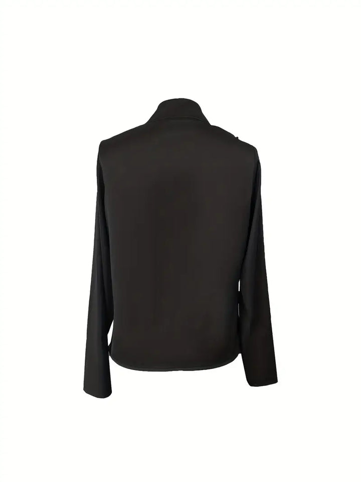 Nalora - Blusa De Satén Con Cuello En V y Detalle Fruncido
