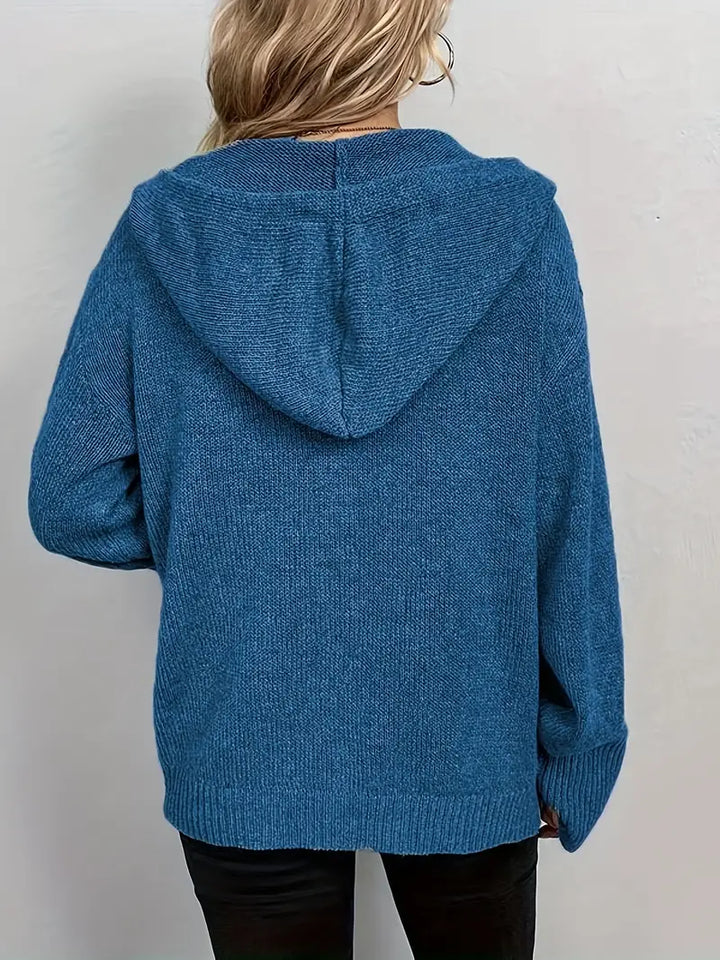 Suthida - Elegante Sudadera Con Capucha y Manga Larga Con Botones