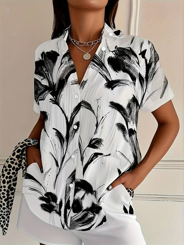 Ayalit - Camisa Estampada de Manga Corta a la Moda