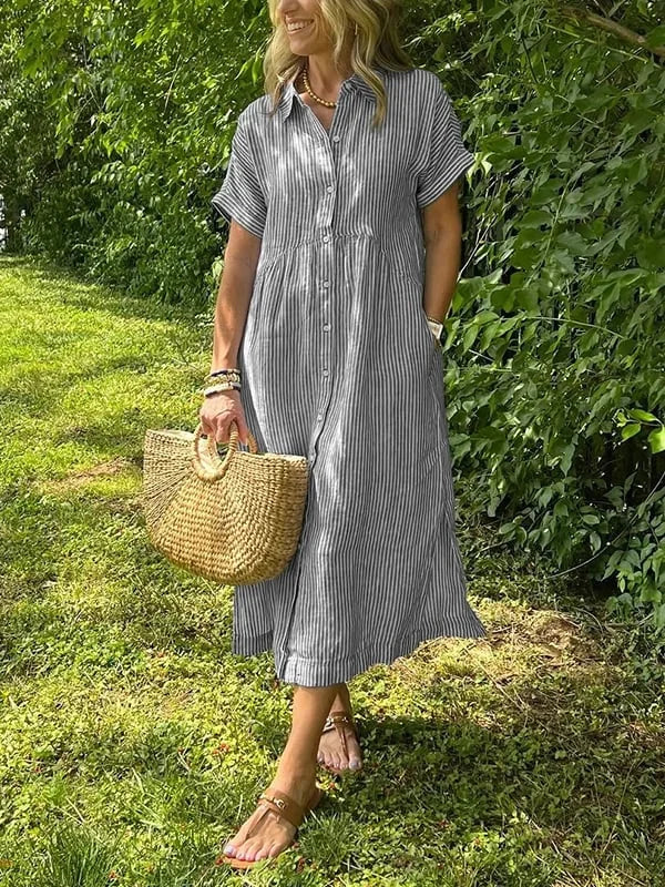 Samara - Elegante Vestido Camisero a Rayas