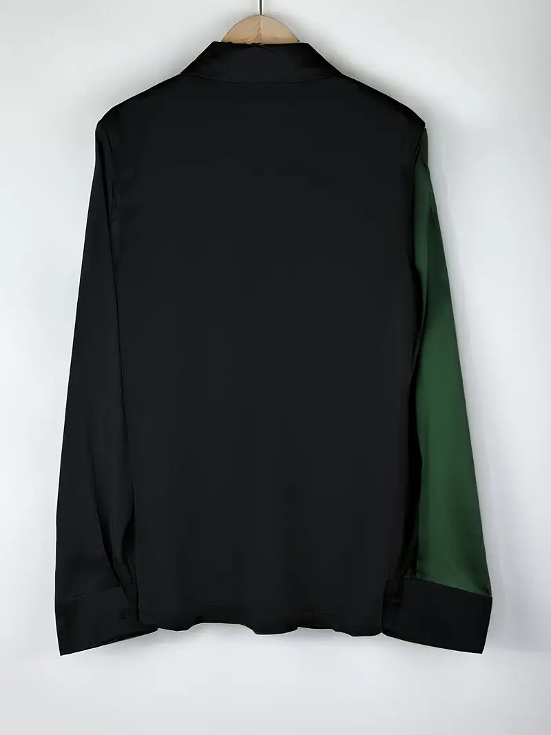 Zillah - Elegante Camisa De Satén Con Contraste Para Ir Al Trabajo