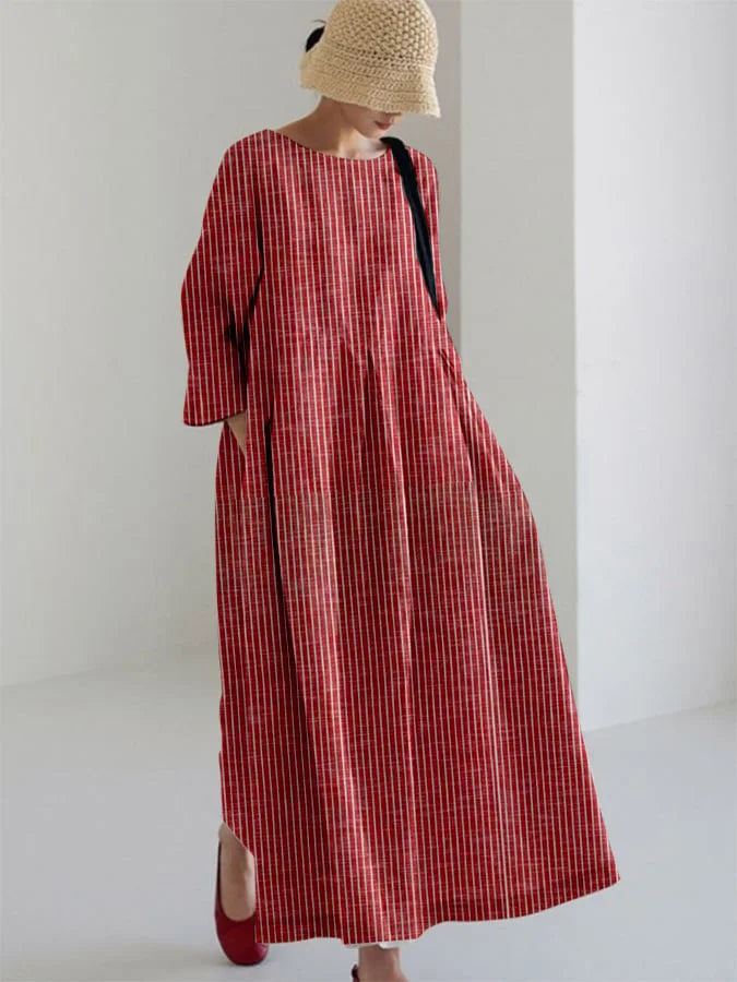 Olivia - Vestido Vintage Con Rayas y Corte Holgado