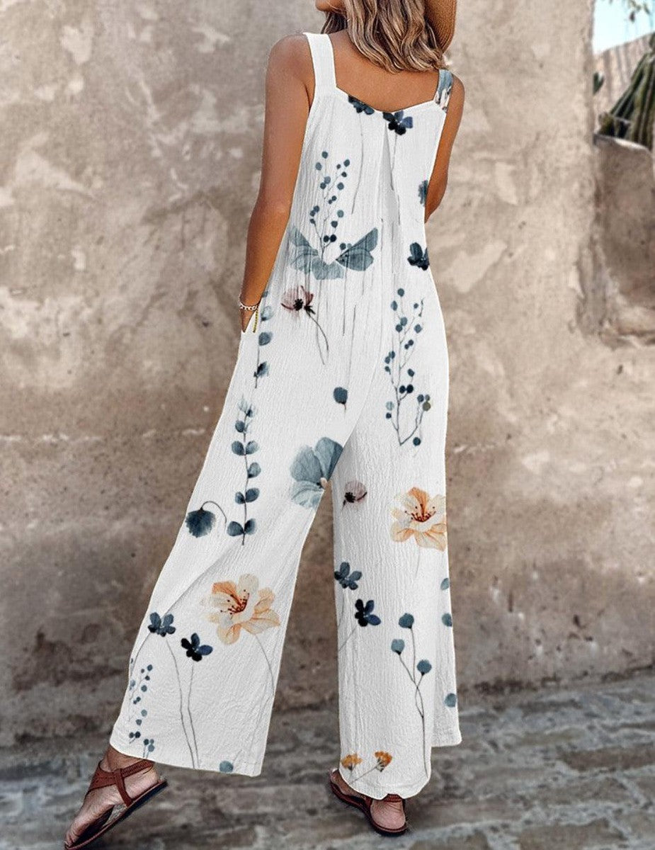 Nerys - Elegante Mono Sin Mangas y Estampado De Flores