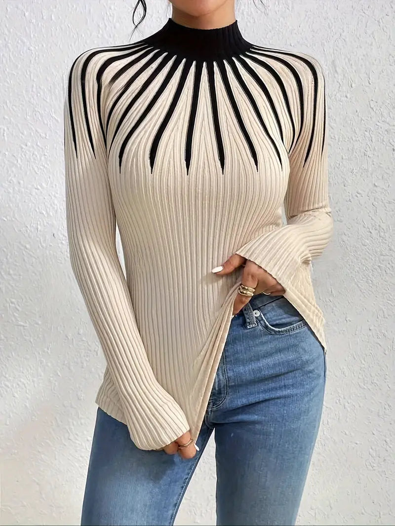 Maider - Elegante Jersey De Manga Larga Con Cuello Alto