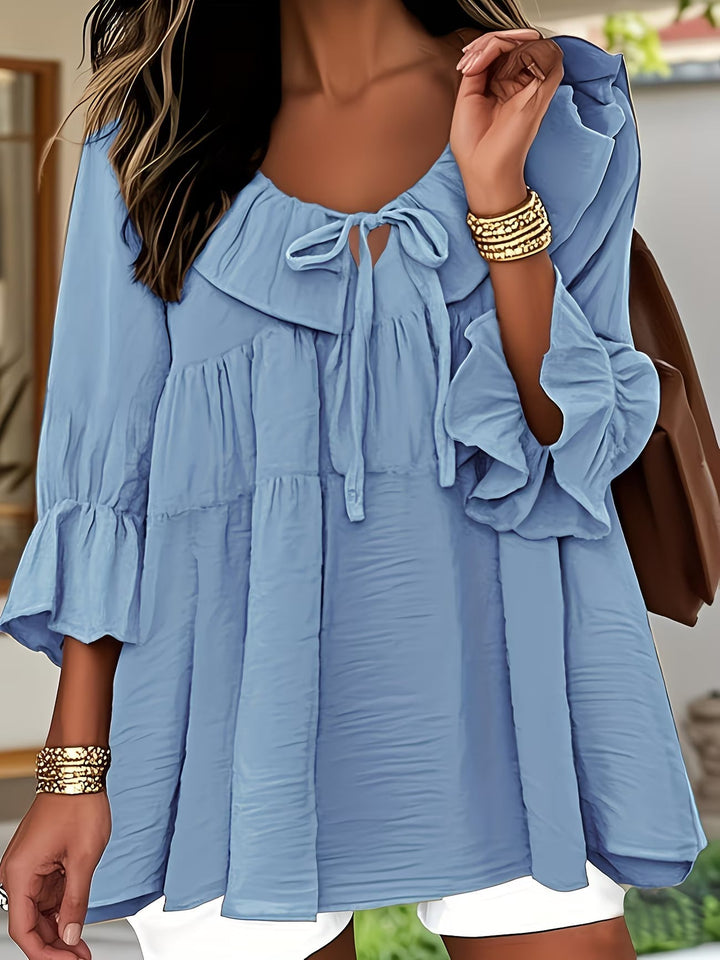 Garbine - Blusa Elegante Con Cuello De Volantes