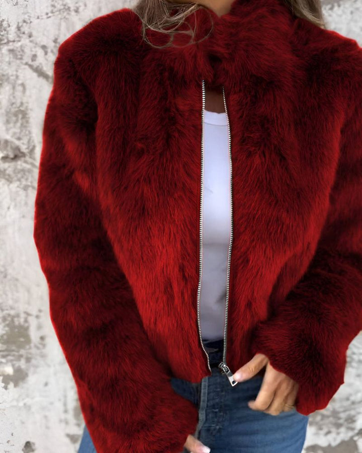 Arbel - Elegante Chaqueta Con Cuello Alto de Piel