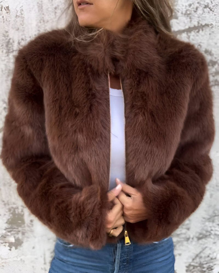 Arbel - Elegante Chaqueta Con Cuello Alto de Piel