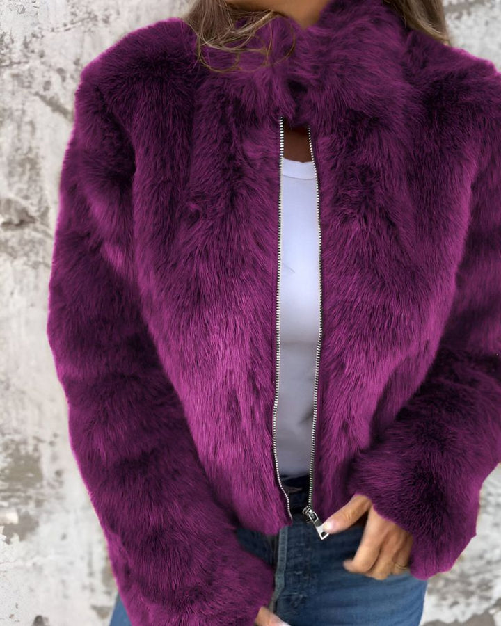 Arbel - Elegante Chaqueta Con Cuello Alto de Piel