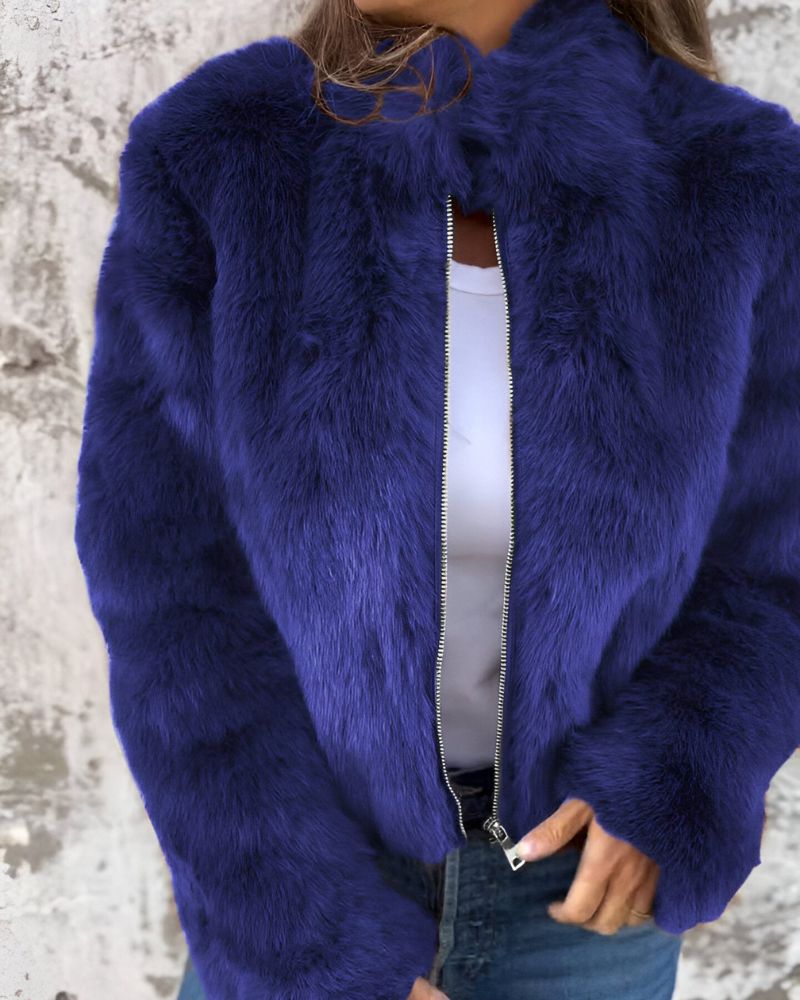 Arbel - Elegante Chaqueta Con Cuello Alto de Piel
