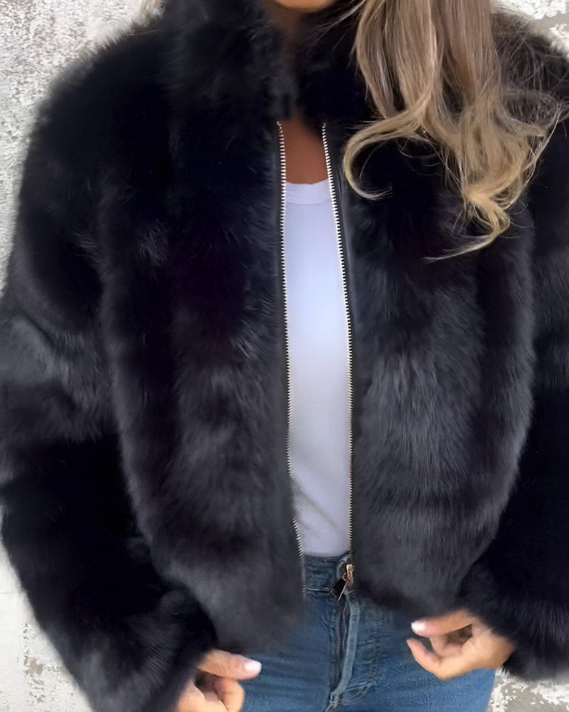 Arbel - Elegante Chaqueta Con Cuello Alto de Piel