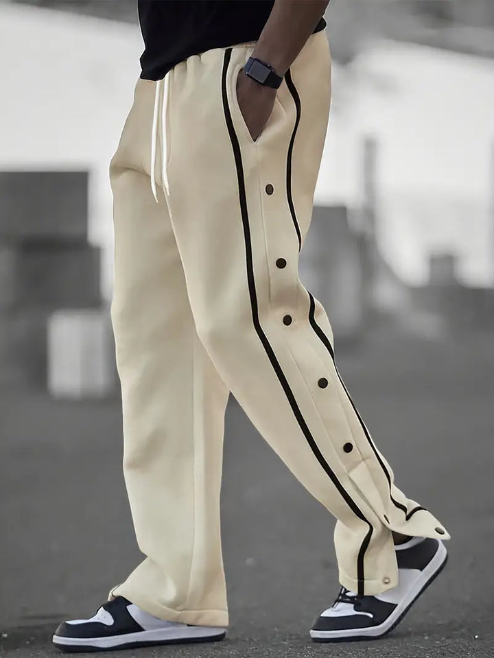 Mendis - Pantalón Deportivo Informal de Pierna Recta Con Botón a Presión