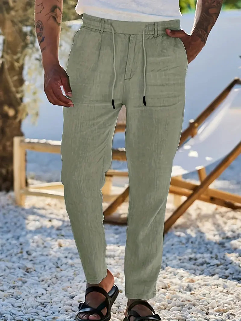 Nichols - Pantalón Holgado De Lino Con Cordón Ajustable