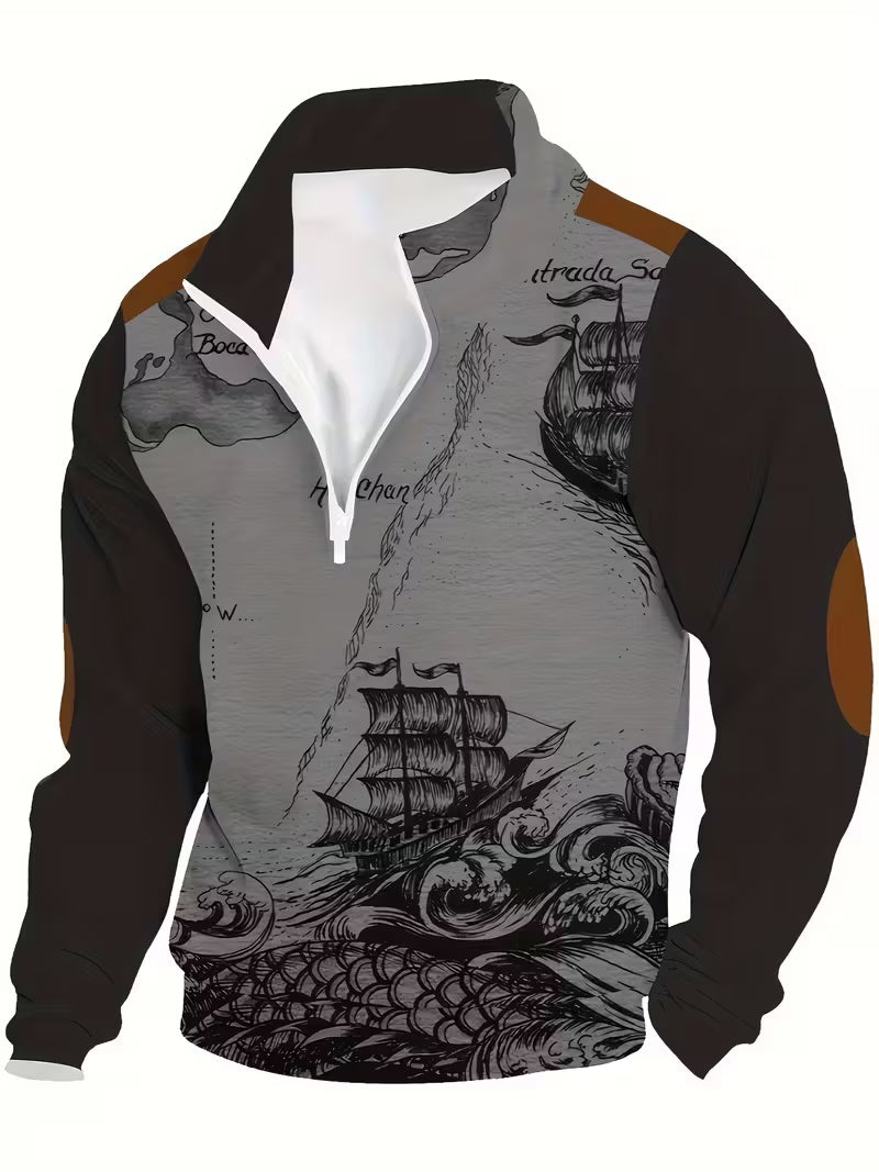 Didier - Sudadera Con Estampado 3D De Barco Pirata Vintage