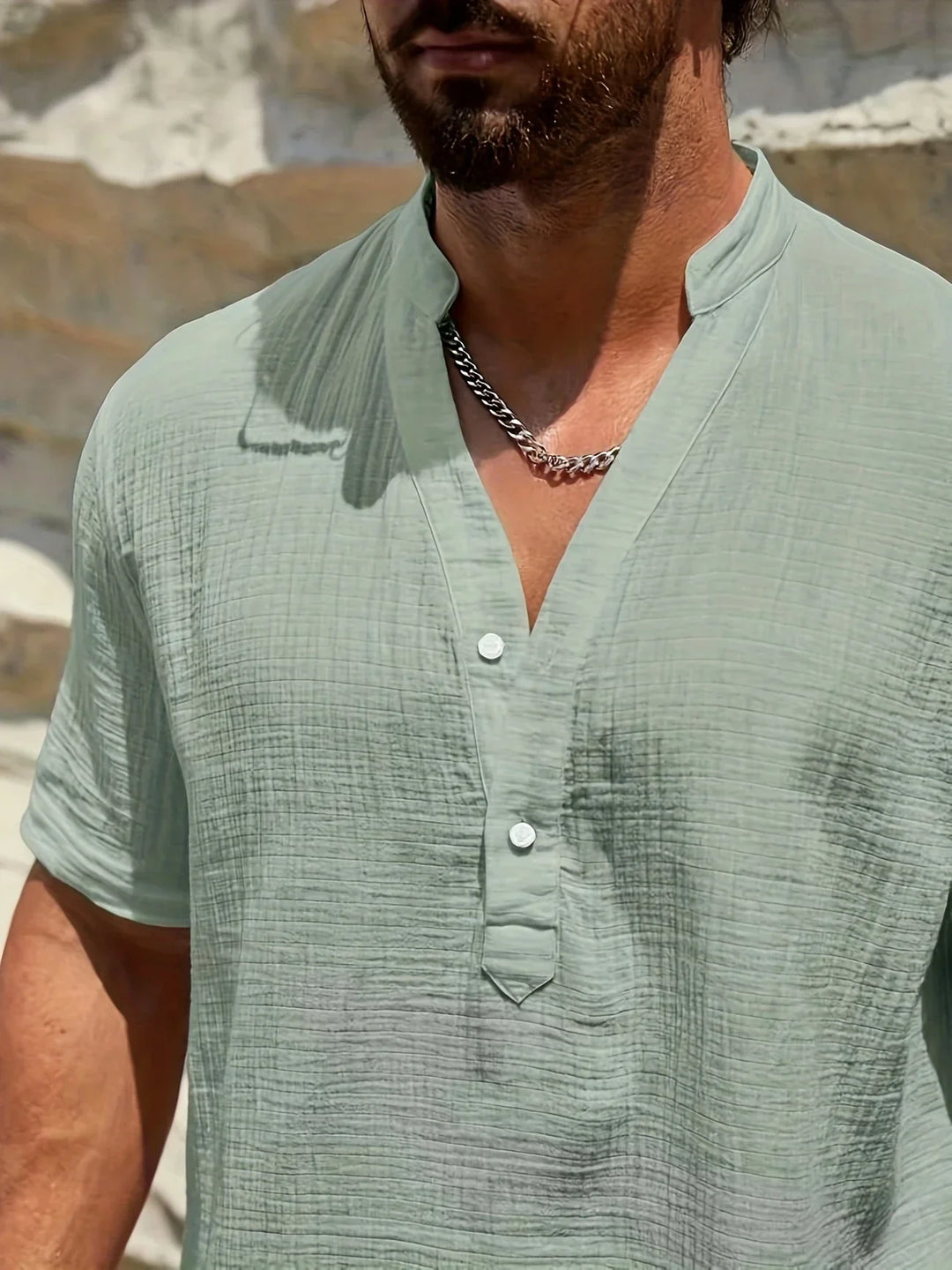 Sancho - Elegante Verano Camisa Con Cuello Alto