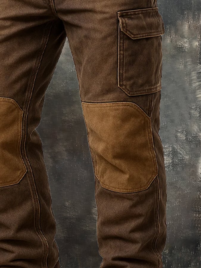 Zakary - Pantalón Vintage De Aventura Con Costuras Desgastadas y Rodillas Reforzadas