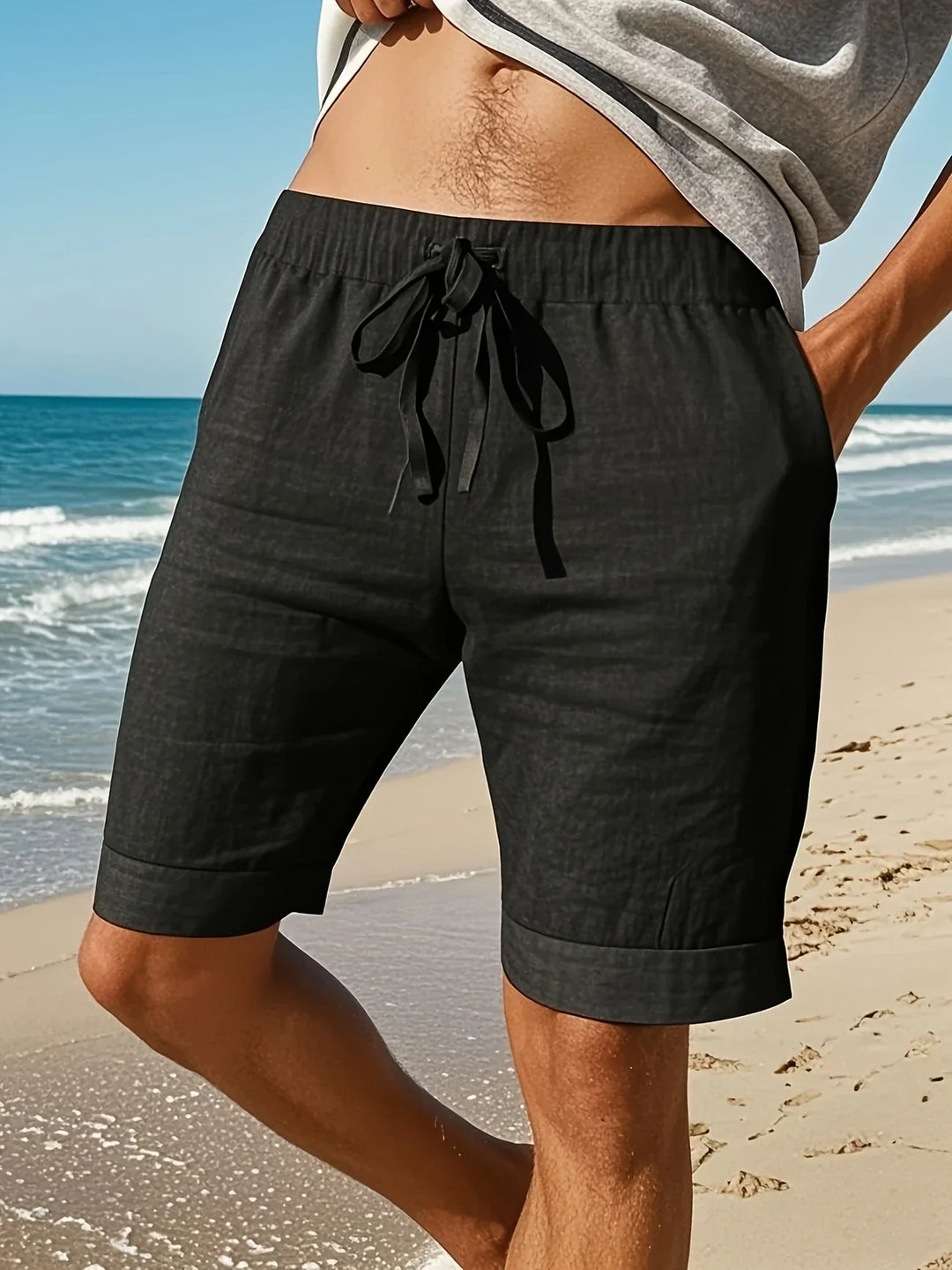 Callan - Pantalones Cortos Informales De Lino Con Bolsillo