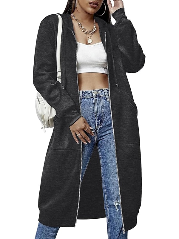 Dfida - Con Capucha Informal De Felpa Cremallera