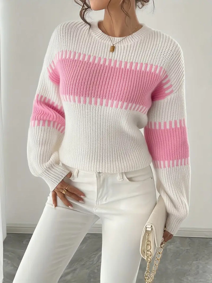 Gyneth - Jersey De Manga Larga Con Cuello Redondo