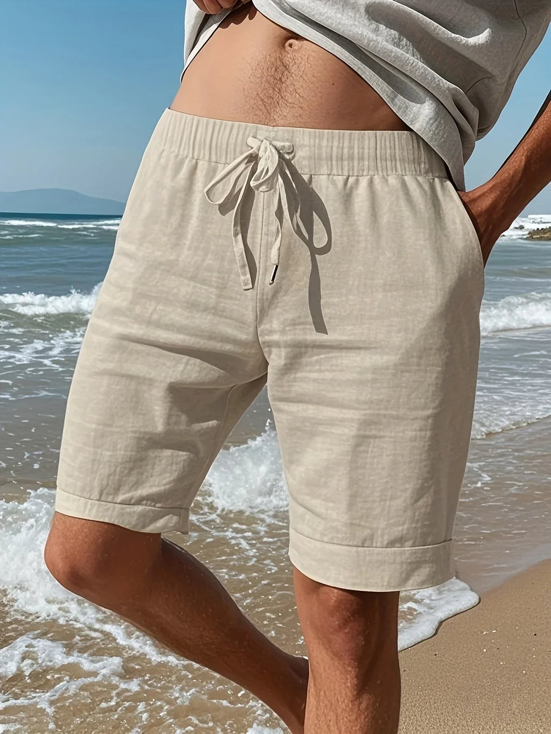 Callan - Pantalones Cortos Informales De Lino Con Bolsillo