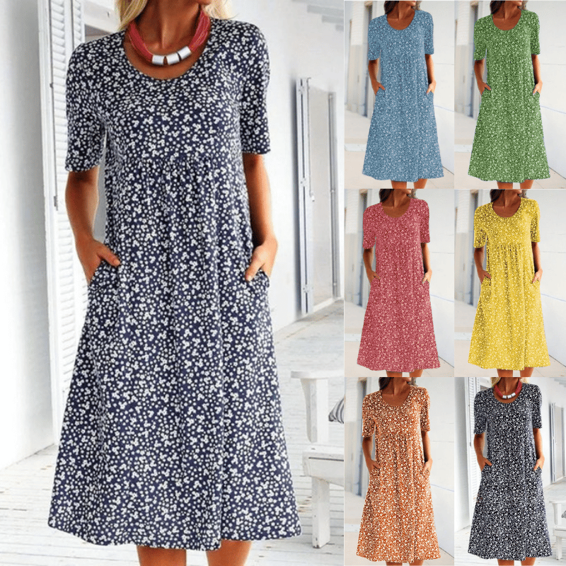 Alisha - Vestido Floral Cuello Redondo