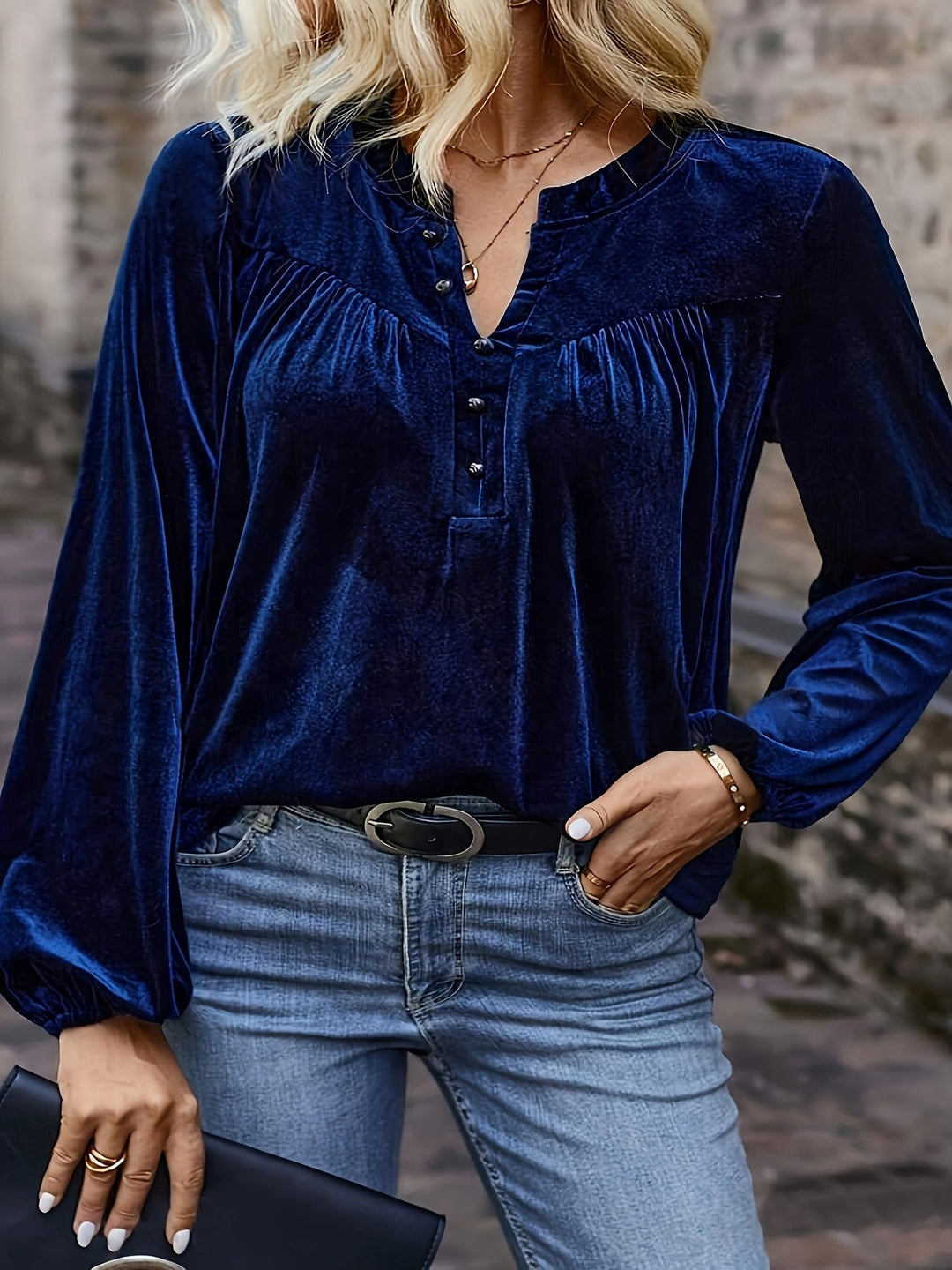 Ramina - Camisa Elegante De Manga Larga Lantern