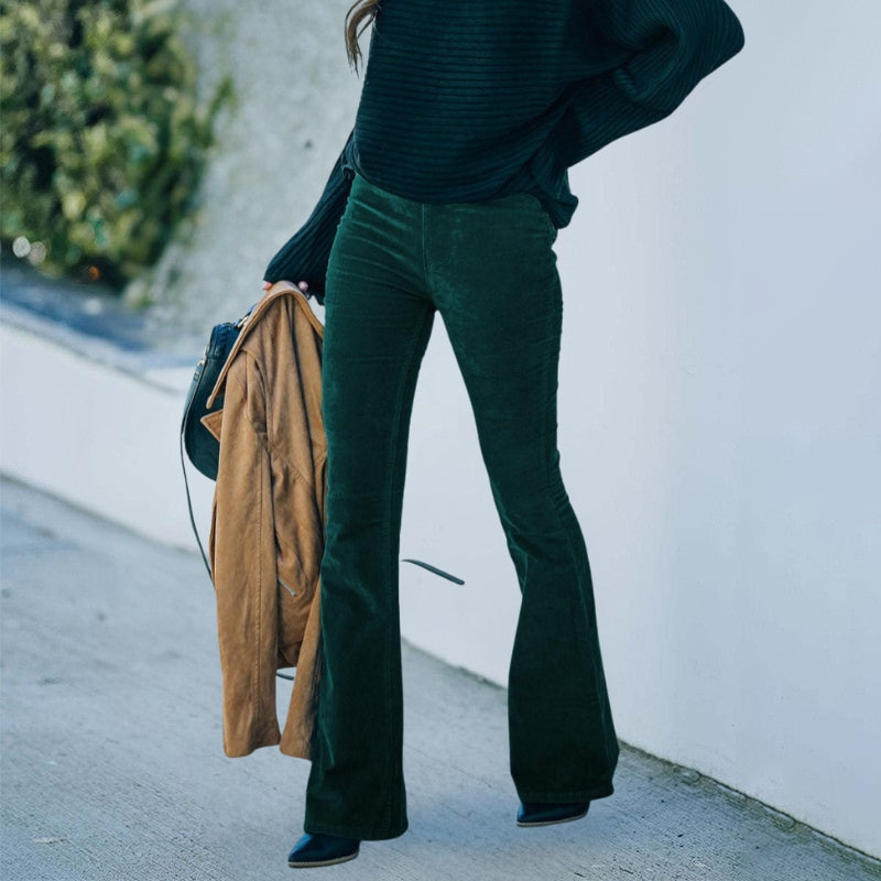 Udilia - Pantalones Acampanados De Pana De Cintura Alta