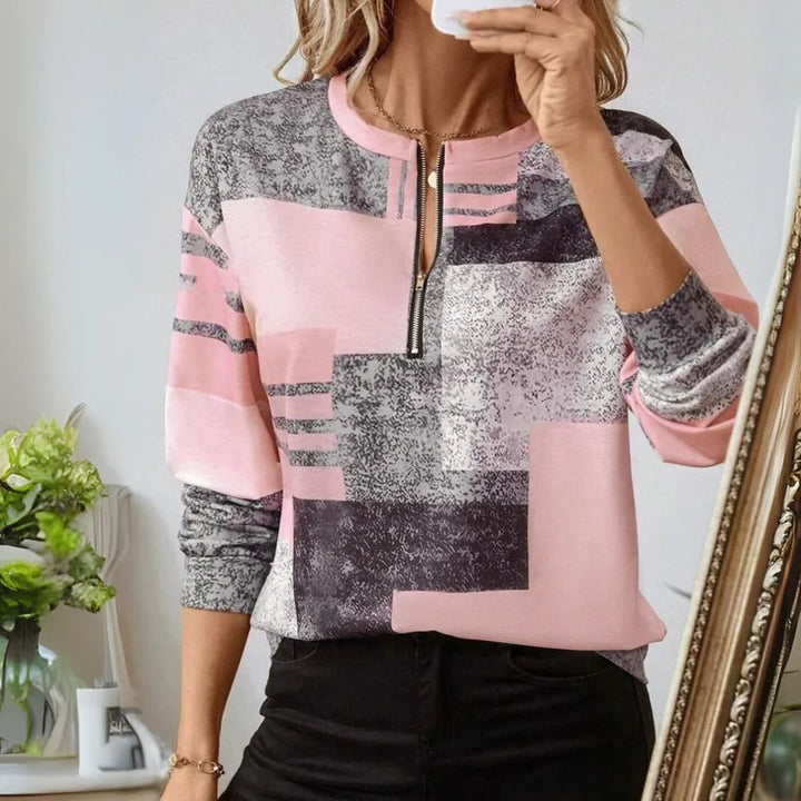 Violeta - Top Estampado con Media Cremallera
