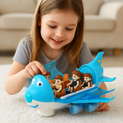 MusicJet - Avión Eléctrico con Luces, Música y Sistema de Evitación de Obstáculos